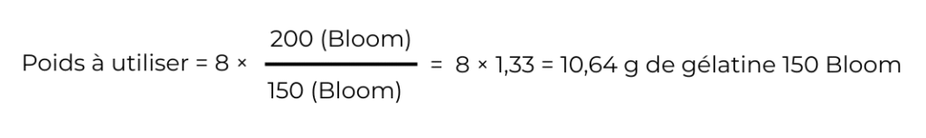 calcul conversion du gélatine bloom