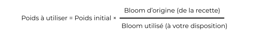 calcul conversion de la gélatine en fonction du bloom
