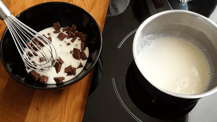 réaliser la ganache au lait 